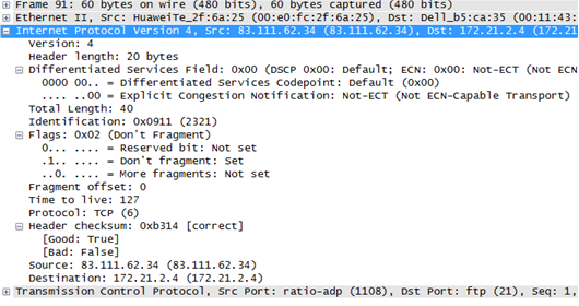 Example Ip Message IP报文格式